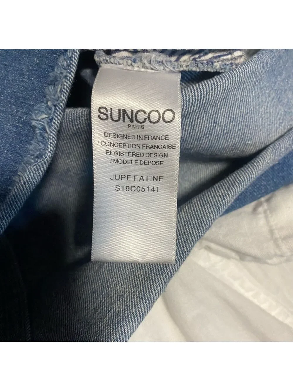 SUNCOO Paris Belted Button Front Denim Mini Skirt Parisian Chic Size 0